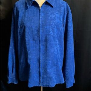 Chicos Blue Patterned Long Sleeve Shirt